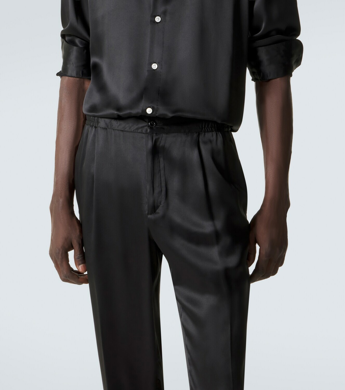 Rubinacci Reversible silk straight pants