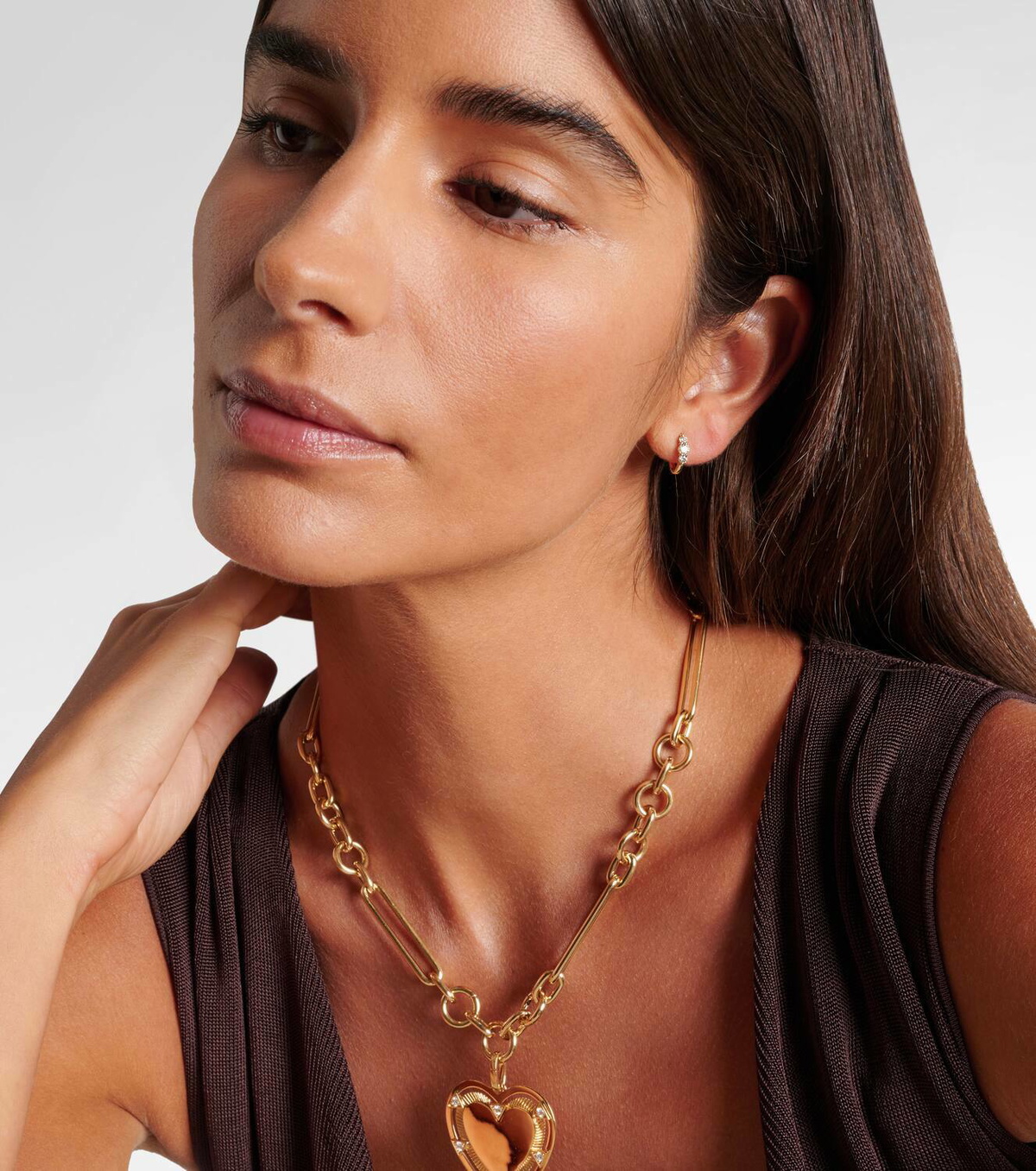 Ileana Makri Rivulet Small 14kt gold hoop earrings with diamonds