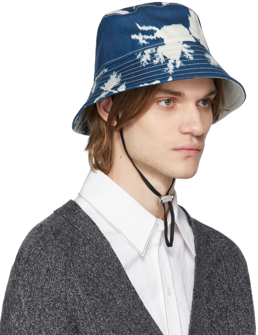 Erdem Blue Denim Bleach Bloom Bucket Hat