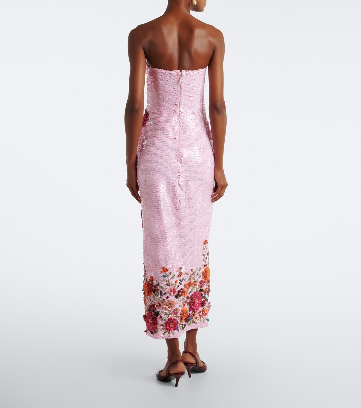 Costarellos Harlee floral-appliqué sequined cocktail dress