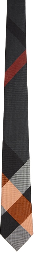Photo: Burberry Grey Silk Check Jacquard Modern Cut Tie