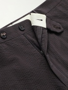 De Petrillo - Straight-Leg Cotton-Seersucker Shorts - Brown
