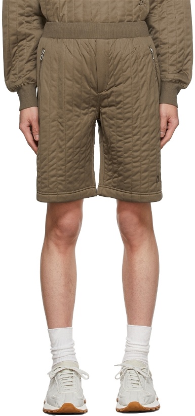 Photo: Helmut Lang Khaki Sheer Quilted Shorts