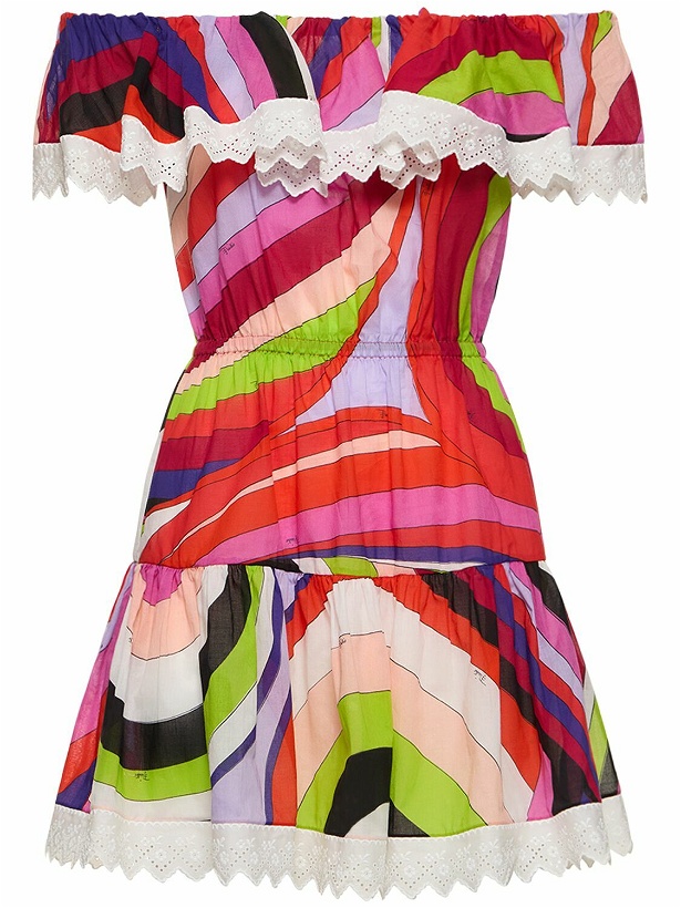 Photo: PUCCI Iride Printed Off-shoulder Mini Dress