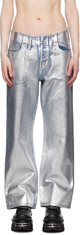 Photo: Doublet Silver Foil-Coated Jeans