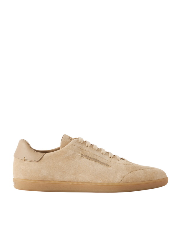 Photo: Zegna - 232 Leather-Trimmed Suede Sneakers - Neutrals