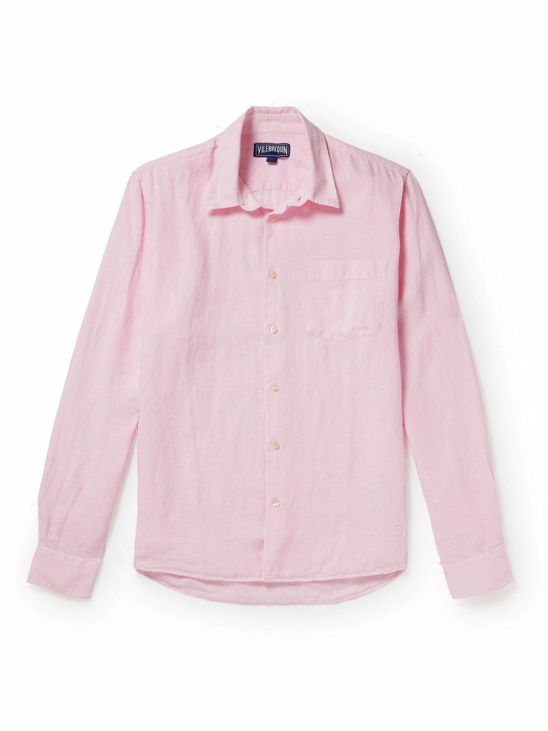 Photo: Vilebrequin - Caroubis Logo-Embroidered Linen Shirt - Pink