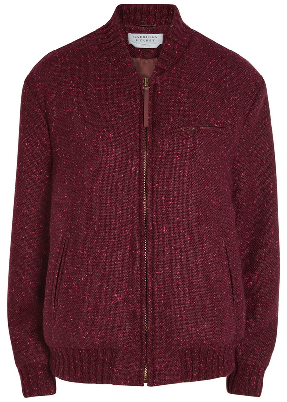 Photo: Gabriela Hearst Winslow Speckled Wool-blend Bomber Jacket Bordeaux