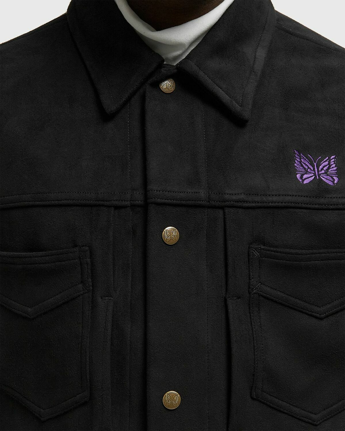 Needles Penny Jean Jacket - Synthetic Suede Black Mens Overshirt