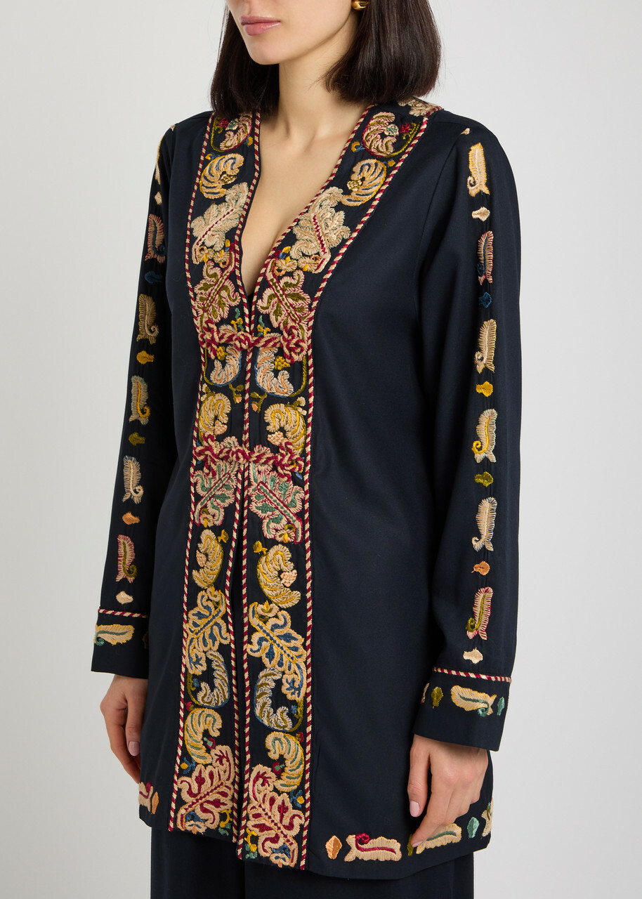 Bode Feather Runner Embroidered Cotton-blend Jacket Multicoloured 1