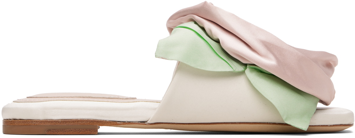 Simone Rocha White & Pink Pressed Rosette Slides