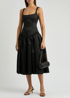 DE LA Vali Lola Satin Midi Dress Black