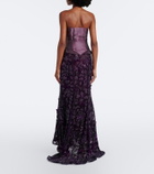 Là Fuori Iris embellished silk corset gown