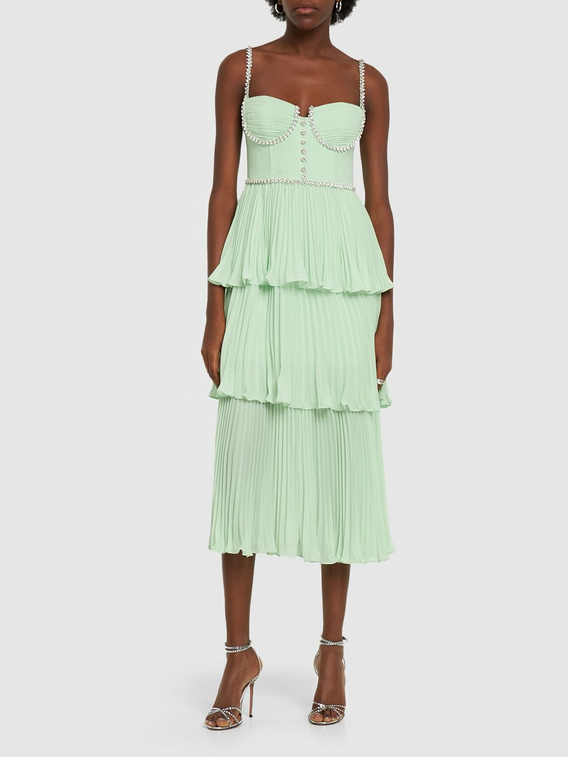 white christmas dresses Black Chiffon Tiered Midi Dress – Club21.com main image 1