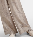 Brunello Cucinelli Floral silk wide-leg pants