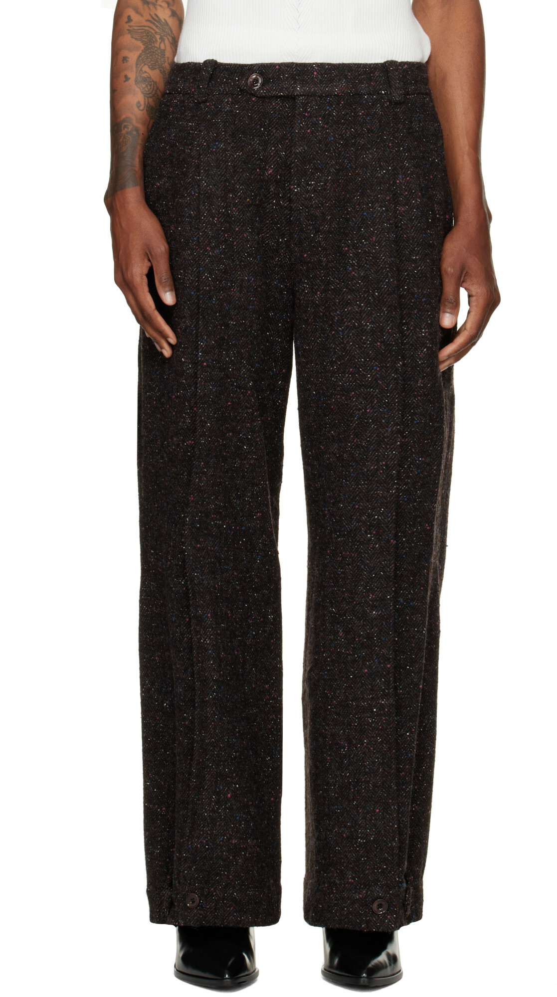 NULLUS Gray Layered Folded Trousers