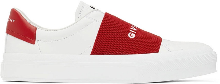 Photo: Givenchy White & Red City Sport Low-Top Sneakers
