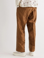 Karu Research - Straight-Leg Upcycled Pleated Metallic Silk-Jacquard Trousers - Brown