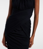 Balmain Ruched wool jersey midi dress