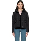 Burberry Black Cropped Quilted Nylon Hooded Jacket
