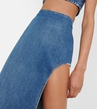 Mônot Side-slit denim maxi skirt