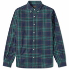 Beams Plus Men's Button Down Inian Madras Shirt in Navy