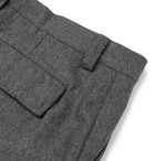 Brunello Cucinelli - Tapered Mélange Wool-Flannel Cargo Trousers - Men - Charcoal