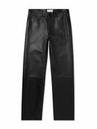 Marine Serre - Straight-Leg Debossed Leather Trousers - Black