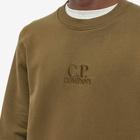 C.P. Company Men's Garment Dyed Centre Logo Crew Sweat in Ivy Green