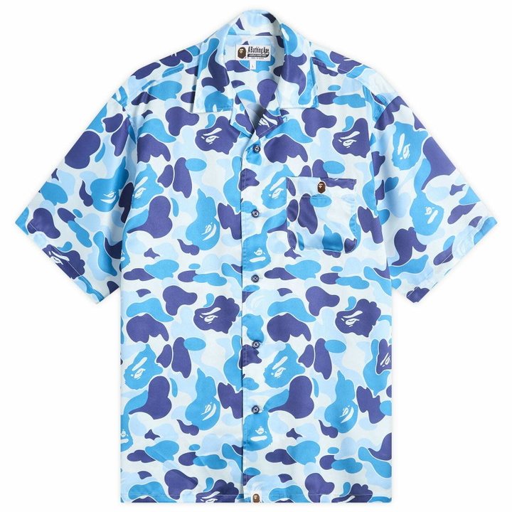 Photo: A Bathing Ape Men's Abc Camo Open Collar Ss Shirts in Blue