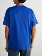CELINE - Triomphe Logo-Embroidered Cotton-Jersey T-Shirt - Blue