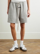 FEAR OF GOD ESSENTIALS - NBA Straight-Leg Appliquéd Cotton-Blend Jersey Drawstring Shorts - Gray