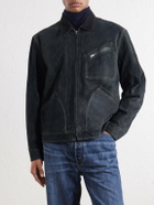 RRL - Chrysler Corduroy-Trimmed Suede Jacket - Blue