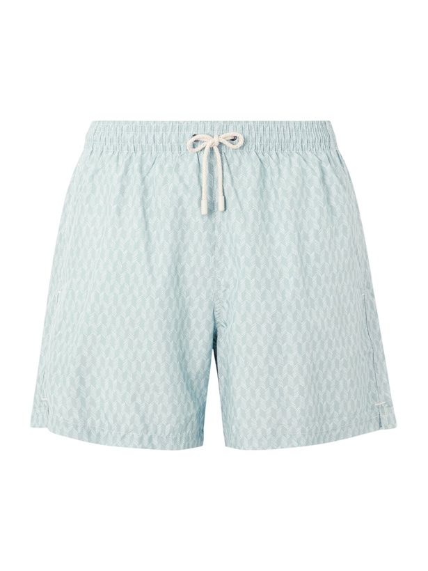 Photo: Canali - Straight-Leg Mid-Length Printed Swim Shorts - Blue