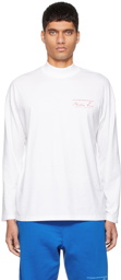Martine Rose White Funnel Neck Logo Long Sleeve T-Shirt