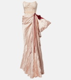 Erdem Floral-appliqué draped satin gown