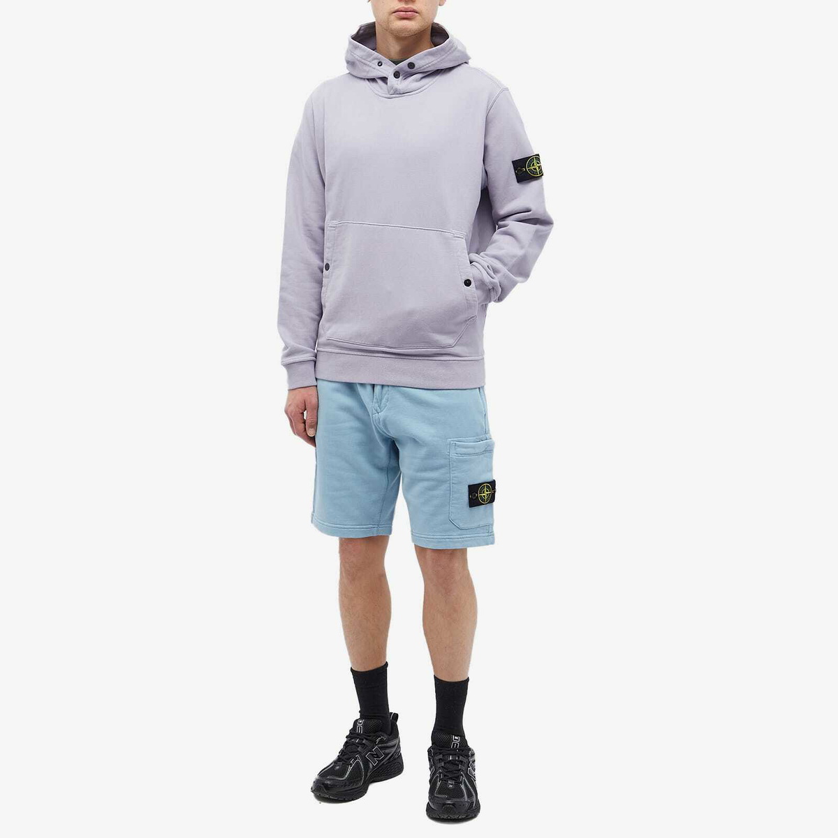 Stone Island Men s Snap Neck Popover Hoodie in Lavender Stone Island