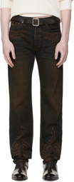 RRL Navy Western Straight Leg Jeans