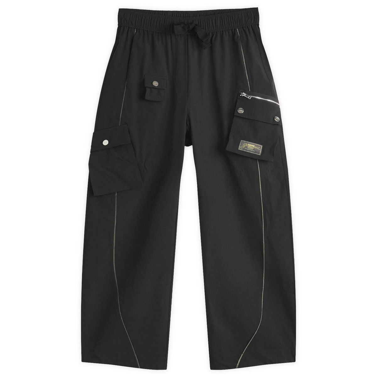 GANNI Women's Stretch Shell Elasticated Cargo Pants Presented by END. in Black