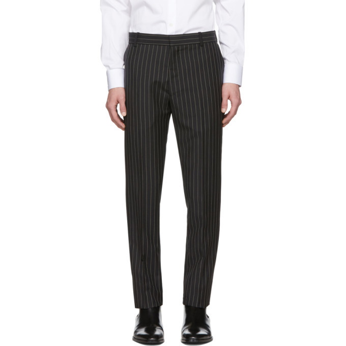 Photo: Alexander McQueen Black Mohair and Wool Pinstriped Trousers