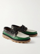 Dunhill - Colour-Block Leather Boat Shoes - Green