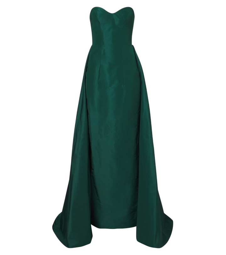 Photo: Monique Lhuillier Draped strapless silk bustier gown