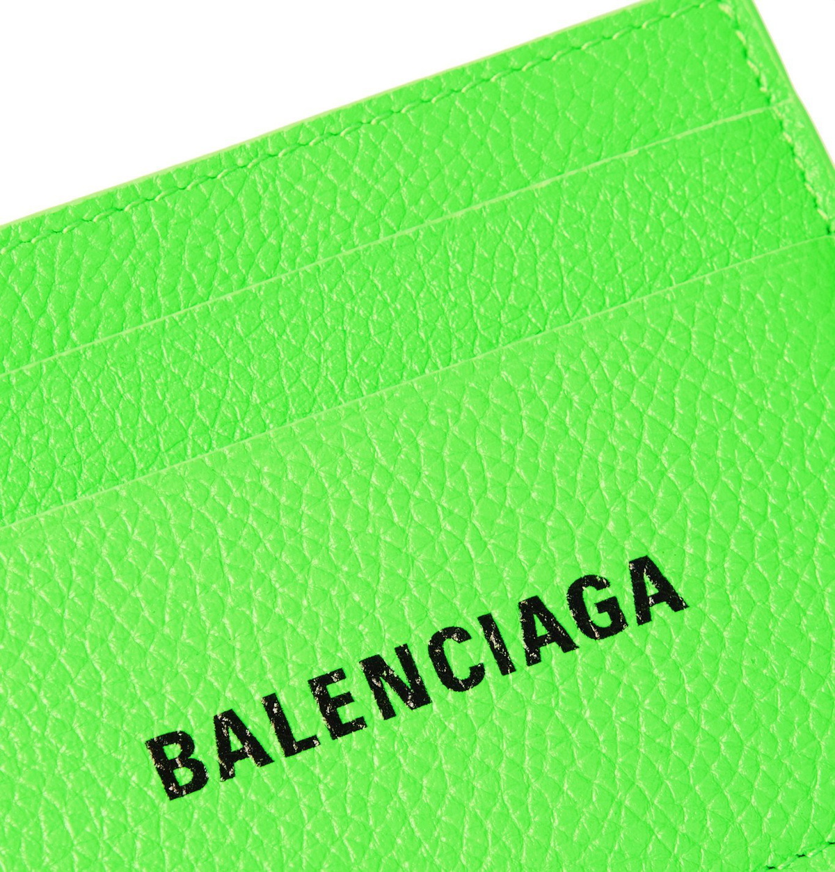 BALENCIAGA LogoPrint FullGrain Leather Cardholder Green Balenciaga