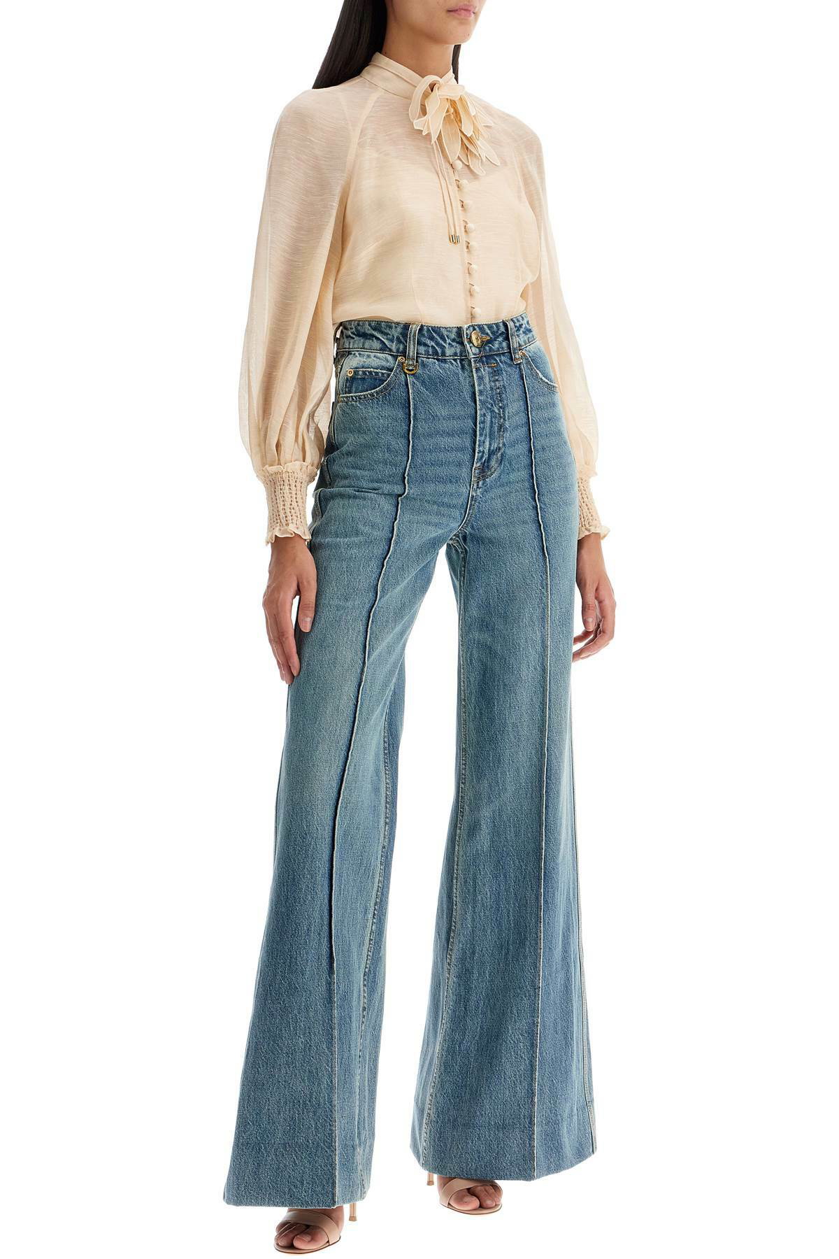 ZIMMERMANN wide leg jeans illustration design product Blue