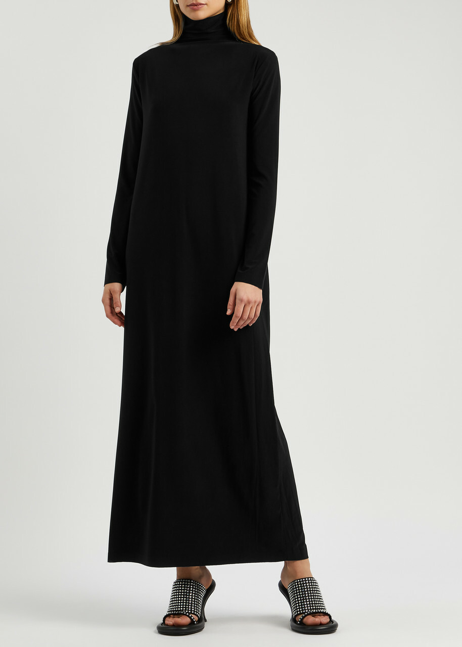 Norma Kamali Roll-neck Stretch-jersey Maxi Dress Black