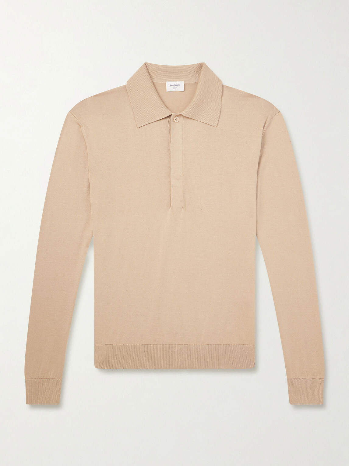 SAINT LAURENT - Silk and Cotton-Blend Polo Sweater - Neutrals