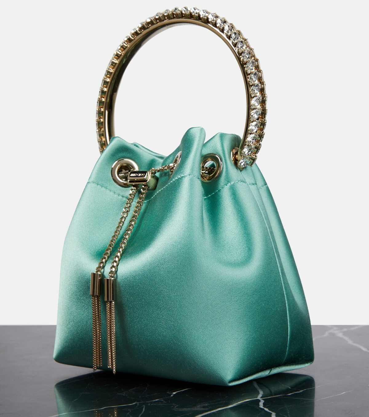 Jimmy Choo Bon Bon satin embellished bucket bag Jimmy Choo