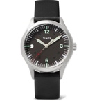 Timex - Waterbury 38mm Stainless Steel and Leather Watch - Black