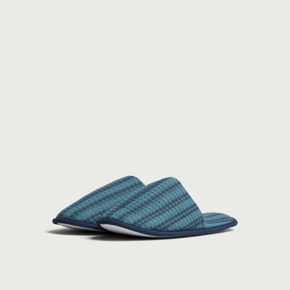 HAY Waffle Slippers in Stripe Petrol Blue
