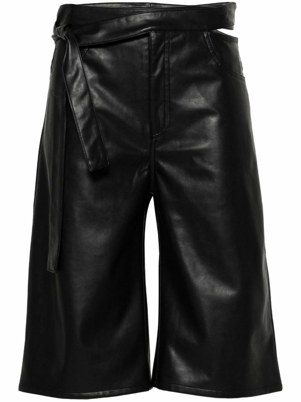 Photo: Jade Cropper Blue Cut-Out Faux-Leather Shorts